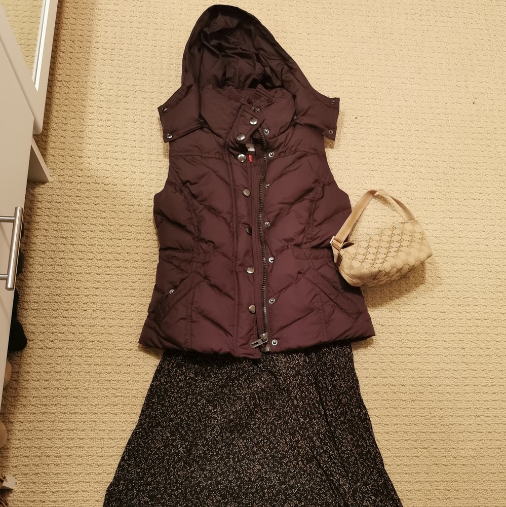 Esprit Puffer Vest Jacket Chocolate Brown Color Vintage
